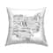 Stupell Industries Ohio State Typography Cities Map Shape Throw Pillow, 18" x 18"